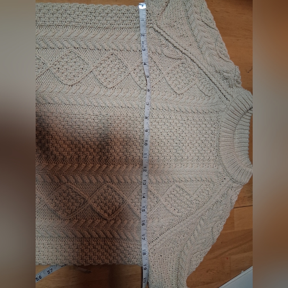 L.L. Bean Women's Cream Cable Knit Sweater - Picture 6 of 7
